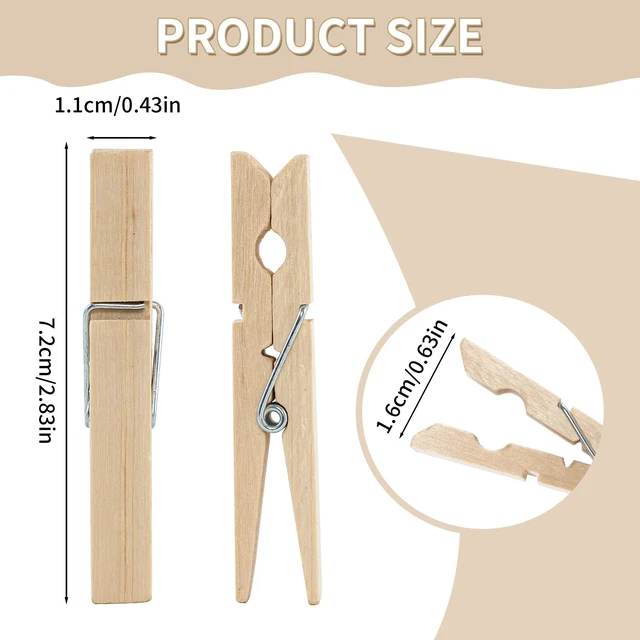 Alt view image 2 of 7 - 30 PCS Clothes Pins, 2.9 Inch Wooden Clothespins, Heavy Duty Clothes Line Clips for Drying Laundry, Rust Resistant Clothes Clip for Hanging Pictures
