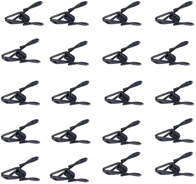 Main image of 20 Pcs Black Clips, 2 Inch PVC Coating High Elasticity Strength Anti-Rust Steel Chip Bag Clips, Clothes Pins (Black)