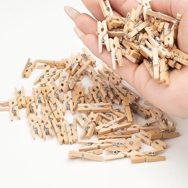 Alt view image 5 of 6 - 50PCS Wooden Clothespins 1in (2.5cm), Natural Wood for Crafts and Laundry | Wooden clothespins with spring clips for hanging photos, crafts, notes, lightweight laundry and everyday organizing.