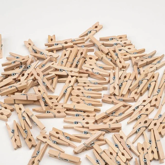 Alt view image 6 of 6 - 50PCS Wooden Clothespins 1in (2.5cm), Natural Wood for Crafts and Laundry | Wooden clothespins with spring clips for hanging photos, crafts, notes, lightweight laundry and everyday organizing.