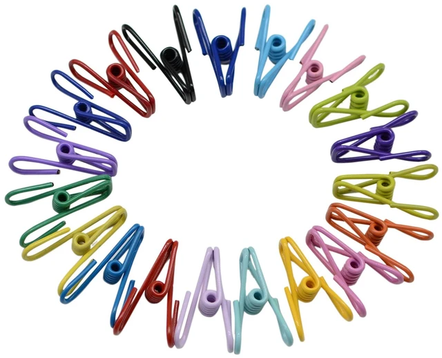 Main image of Chip Clips, 20 Pcs 2 Inch 10 Different Mixed Colors Utility Metal Clips PVC-Coated High Elasticity Good Persistence for Clothespins Paper/Food Bag Clips Clothes Pins (20)