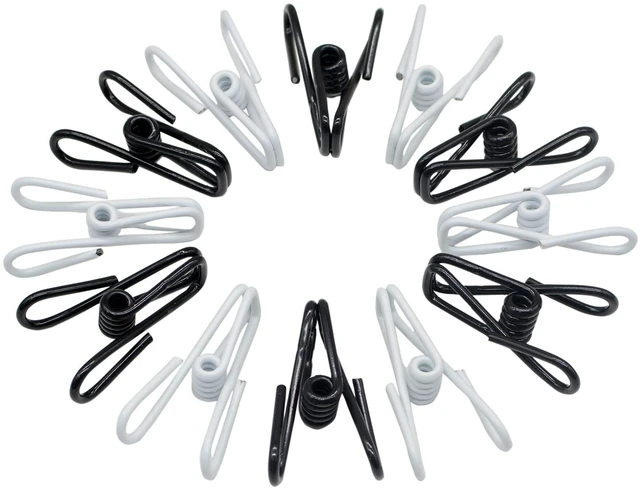 Main image of 20 Pcs 2 Inch Black and White Chip Clips, PVC Coating High Elasticity Strength Steel Clothes Pins, Food Clips and Bag Clips