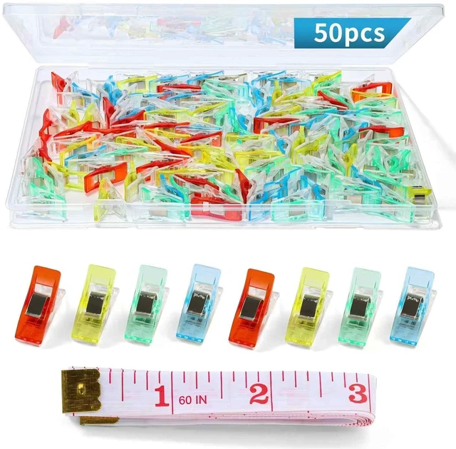 Main image of 50 Pcs Sewing Clips for Fabric and Quilting,Premium Quilting Clips Assorted Colors,Sewing Clips with Tape Measure,Seeing Clips for Binding,Wonder Clips for Sewing Supplies Accessories Crafting Tools