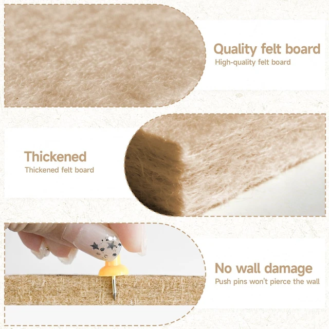 Alt view image 4 of 6 - 5-Pack Felt Bulletin Board Strips 13x2 Inches,Self-Adhesive Cork Board Strips for Wall, Pin Board Strip with 30 Push Pins for Paste Notes,Pictures, Keys,Classroom Home Office (Brown)