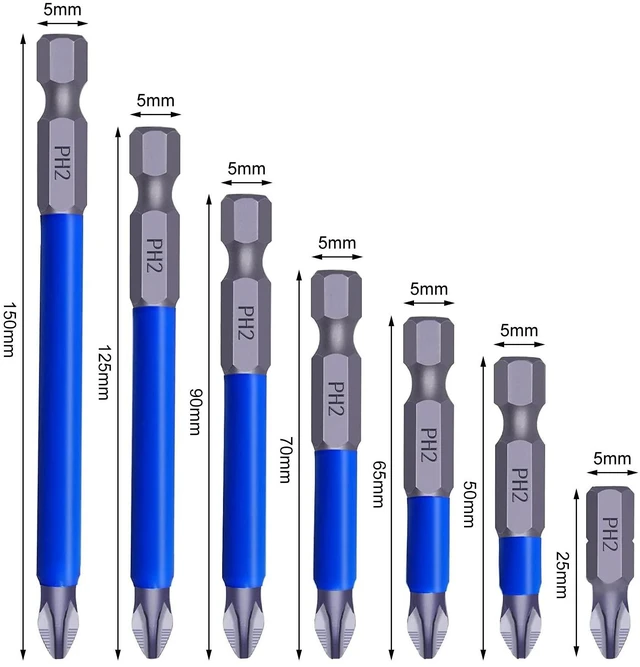 Alt view image 2 of 7 - Magnetic PH2 Drill Bits Set, Anti Slip Screw Extractor and Magnetic Screwdriver Bit Set, Hand Tool 7Pcs, Cross Single and Double Head Bits, Electric Screw Nozzle Taper Corrector (1 kit)