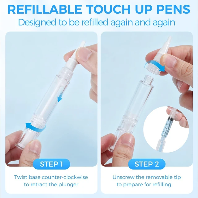Alt view image 2 of 7 - UPZIGS Refillable Touch Up Paint Pen, 3 Pack for Walls & Trim | Unscrew brush tip & Reset twist base for easy fill & refill latex, apply for cabinets, baseboards, furniture and DIY crafts