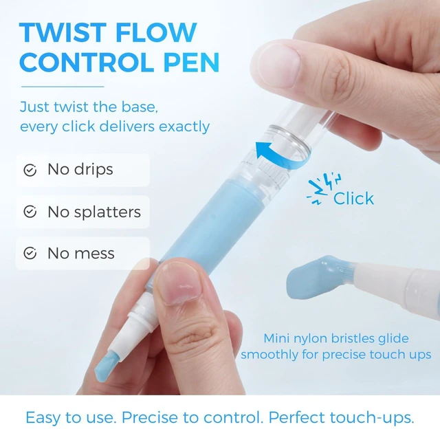 Alt view image 5 of 7 - UPZIGS Refillable Touch Up Paint Pen, 3 Pack for Walls & Trim | Unscrew brush tip & Reset twist base for easy fill & refill latex, apply for cabinets, baseboards, furniture and DIY crafts