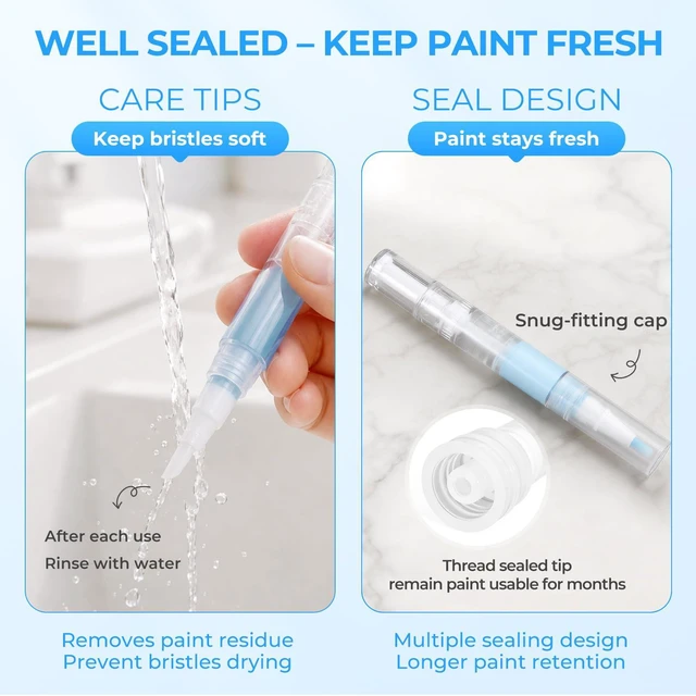 Alt view image 7 of 7 - UPZIGS Refillable Touch Up Paint Pen, 3 Pack for Walls & Trim | Unscrew brush tip & Reset twist base for easy fill & refill latex, apply for cabinets, baseboards, furniture and DIY crafts
