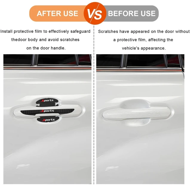 Alt view image 4 of 6 - JNXIJ 8 PCS Car Door Handle Protectors, Sports Auto Door Edge Handle Cup Protector Stylish Decoration, Anti-Scratch Paint Guard Sticker Fits Most Vehicle Doors Handles, Car Accessories
