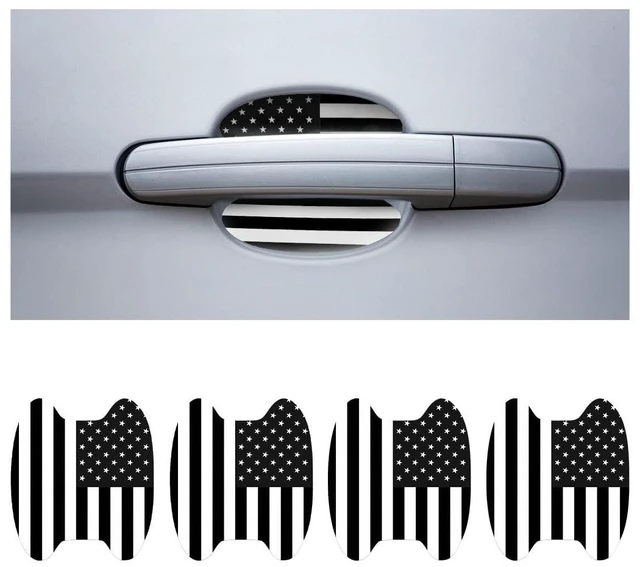 Main image of 4PCS Car Door Handle Sticker, American Flag Universal Car Door Handle Cup Protective Films, Anti Scratches Door Side Paint Protector, Auto Accessories for Cars Trucks SUVs (Black)