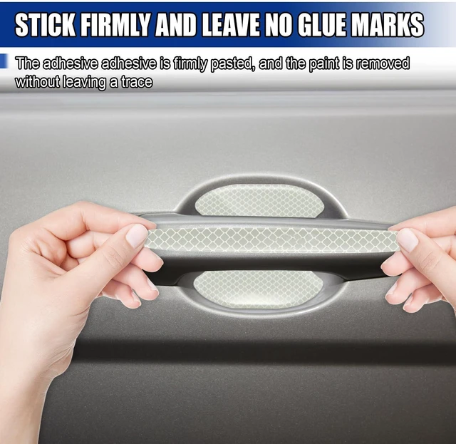 Alt view image 5 of 6 - GAOLAOSY 8PCS Car Door Handle Cup Scratch Protector (White) | Self-Adhesive Traceless Auto Handle Paint Guard Cover, Reflective Universal Vehicle Door Protective Decoration Sticker