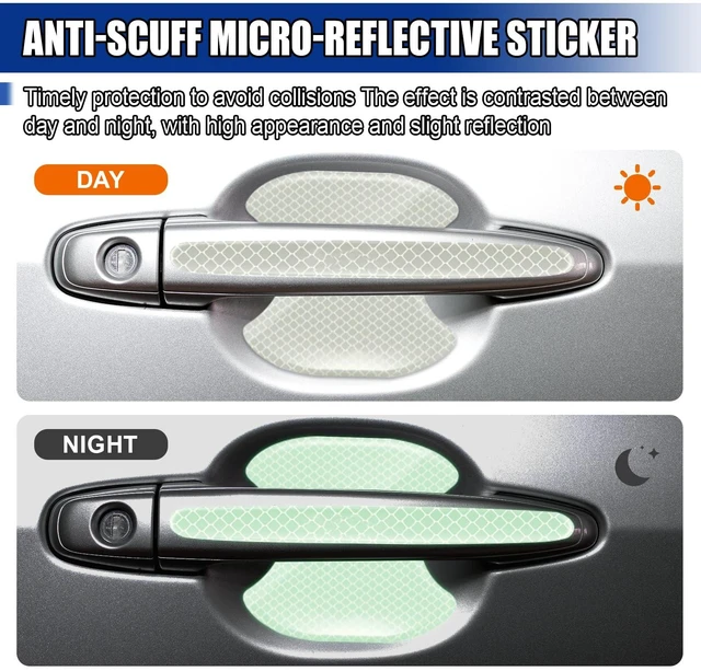 Alt view image 6 of 6 - GAOLAOSY 8PCS Car Door Handle Cup Scratch Protector (White) | Self-Adhesive Traceless Auto Handle Paint Guard Cover, Reflective Universal Vehicle Door Protective Decoration Sticker
