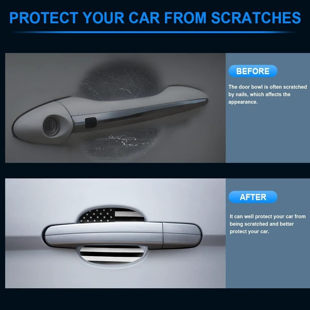 Alt view image 3 of 6 - 4PCS Car Door Handle Sticker, American Flag Universal Car Door Handle Cup Protective Films, Anti Scratches Door Side Paint Protector, Auto Accessories for Cars Trucks SUVs (Black)