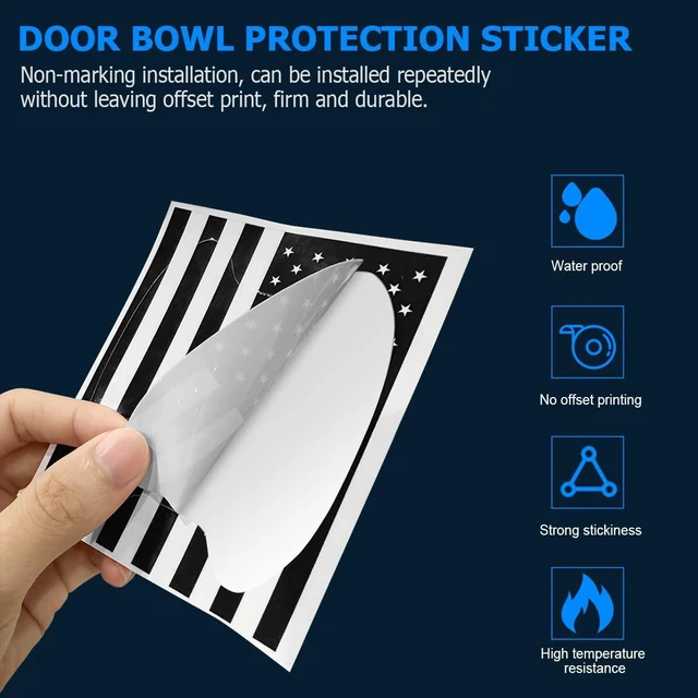 Alt view image 5 of 6 - 4PCS Car Door Handle Sticker, American Flag Universal Car Door Handle Cup Protective Films, Anti Scratches Door Side Paint Protector, Auto Accessories for Cars Trucks SUVs (Black)
