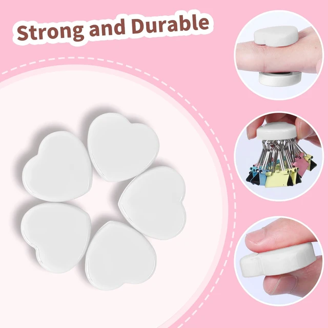 Alt view image 2 of 6 - DUJEQM White Heart Fridge Magnets 10PCS Strong Small for Whiteboard, Locker | Cute Mini Heavy Duty Refrigerator Magnets for Kitchen, Office & School, Funny Dry Erase Holds Notes, Photos & Papers Secur