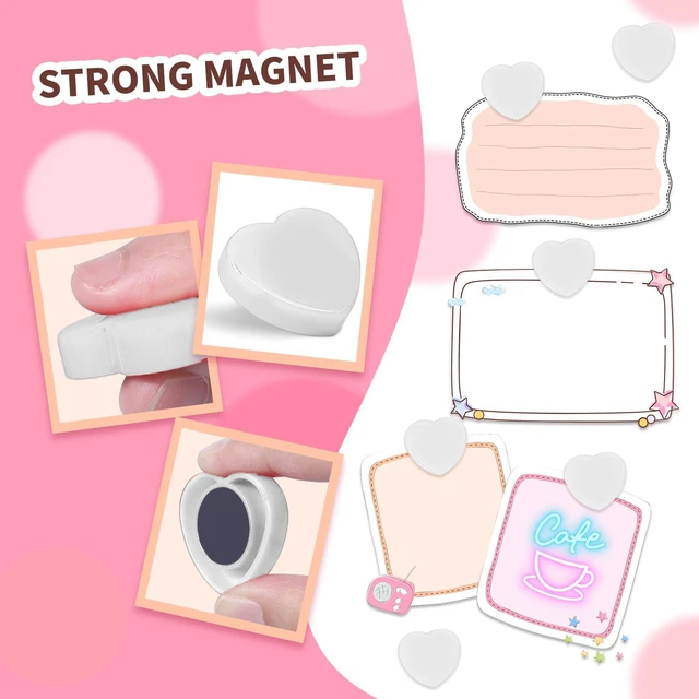 Alt view image 3 of 6 - DUJEQM White Heart Fridge Magnets 10PCS Strong Small for Whiteboard, Locker | Cute Mini Heavy Duty Refrigerator Magnets for Kitchen, Office & School, Funny Dry Erase Holds Notes, Photos & Papers Secur
