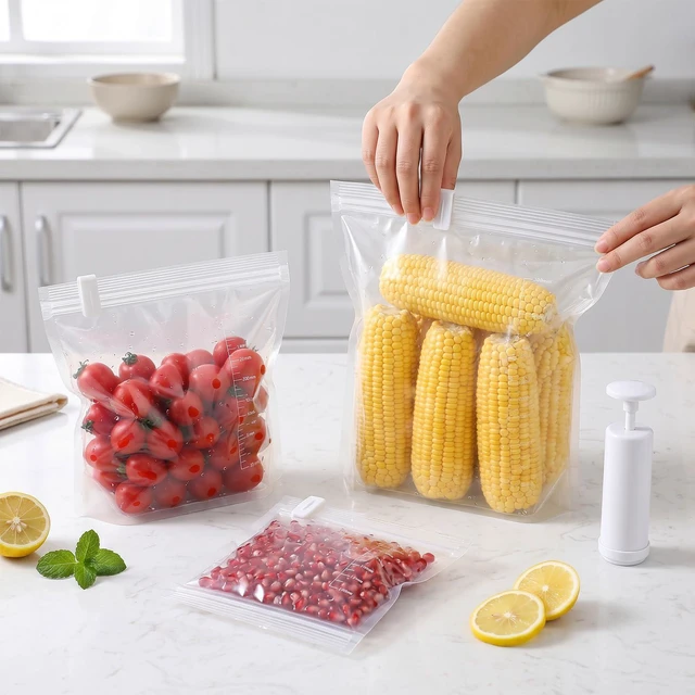 Alt view image 4 of 7 - 20 Pcs Vacuum Storage Bags Sealing Clip, Reusable Zipper Labor Saver Sliding Grip Space Saver Sealer Bag Clips for Clothes Bedding Food Preservation