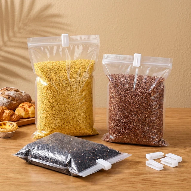 Alt view image 6 of 7 - 20 Pcs Vacuum Storage Bags Sealing Clip, Reusable Zipper Labor Saver Sliding Grip Space Saver Sealer Bag Clips for Clothes Bedding Food Preservation