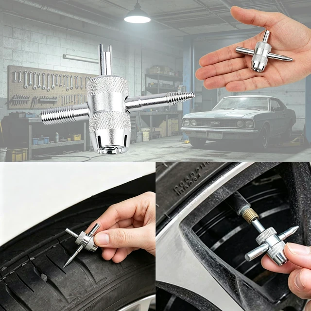 Alt view image 3 of 7 - Micsci Valve Stem Removal Tool, 20 PCS Valve Cores, 20 PCS Tire Valves Caps, 1 PCS 4-Way Valves Tool, Valve Core Remover Tool with Storage Box Universal for Cars/Motocycle/Bike