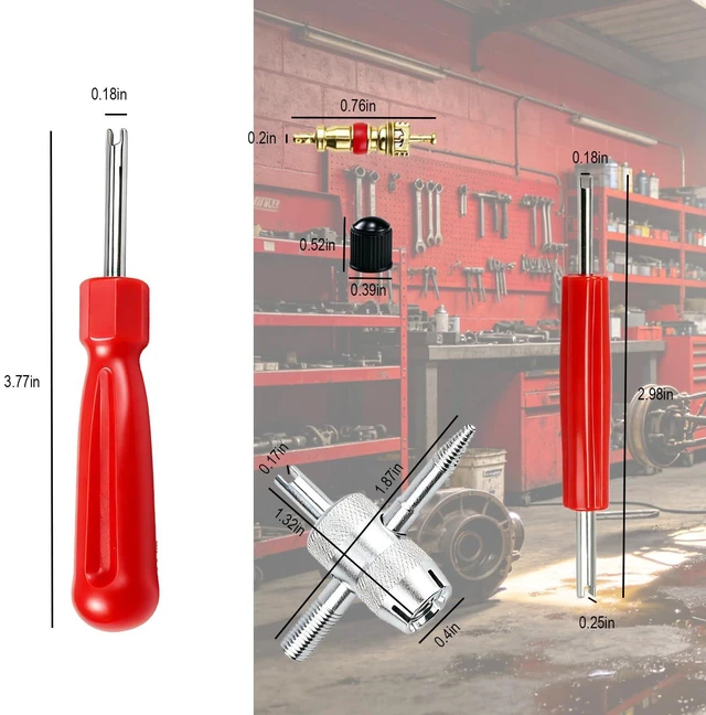 Alt view image 6 of 7 - Micsci Valve Stem Removal Tool, 20 PCS Valve Cores, 20 PCS Tire Valves Caps, 1 PCS 4-Way Valves Tool, Valve Core Remover Tool with Storage Box Universal for Cars/Motocycle/Bike