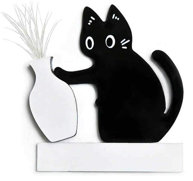 Main image of Cat Whisker Holder Keepsake Acrylic Refrigerator Decorations Pet Keepsake Cute Cat Pushing Vase Pet Whisker Collector-1 Pcs