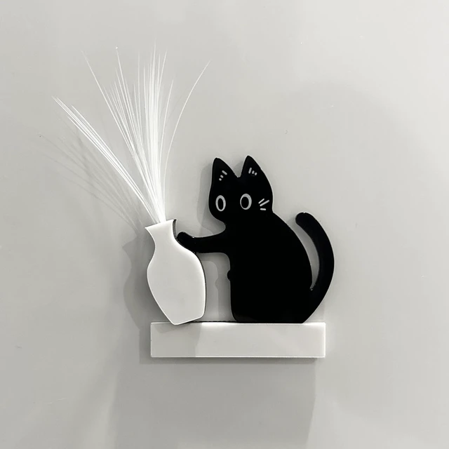 Alt view image 7 of 7 - Cat Whisker Holder Keepsake Acrylic Refrigerator Decorations Pet Keepsake Cute Cat Pushing Vase Pet Whisker Collector-1 Pcs