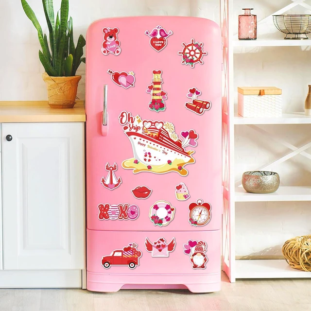 Alt view image 5 of 7 - 16 Pcs Valentine's Day Door Decorations, Valentines Car Refrigerator Cruise Door Magnets Stickers, Reusable Magnets for Cabin Ship Carnival Refrigerator Office Car Accessories