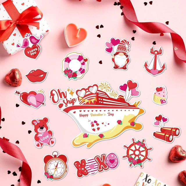 Alt view image 6 of 7 - 16 Pcs Valentine's Day Door Decorations, Valentines Car Refrigerator Cruise Door Magnets Stickers, Reusable Magnets for Cabin Ship Carnival Refrigerator Office Car Accessories