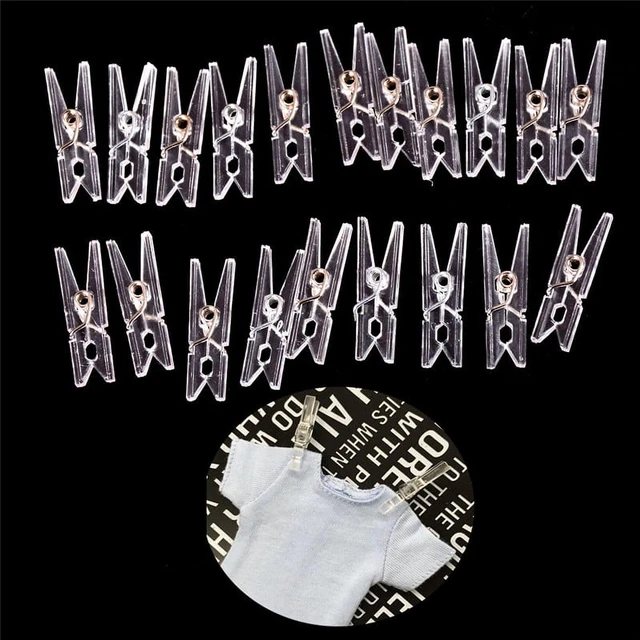 Main image of 20pcs Clear Plastic Clothes Pins,Clothes Line String Clips, Mini Clothes Pins Photo Paper Peg Pins Craft Clips, Storage and Organization (2.5cm)