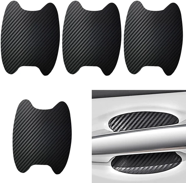 Main image of Dewkou 4 PCS Carbon Fiber Door Handle Cover, Leather Car Side Door Handle Sticker, Universal Car Door Handle Protective Film (Black)