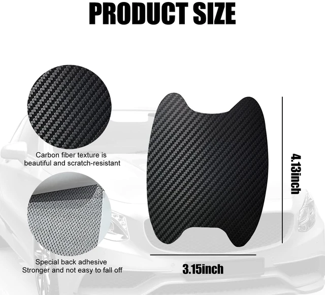 Alt view image 2 of 6 - Dewkou 4 PCS Carbon Fiber Door Handle Cover, Leather Car Side Door Handle Sticker, Universal Car Door Handle Protective Film (Black)