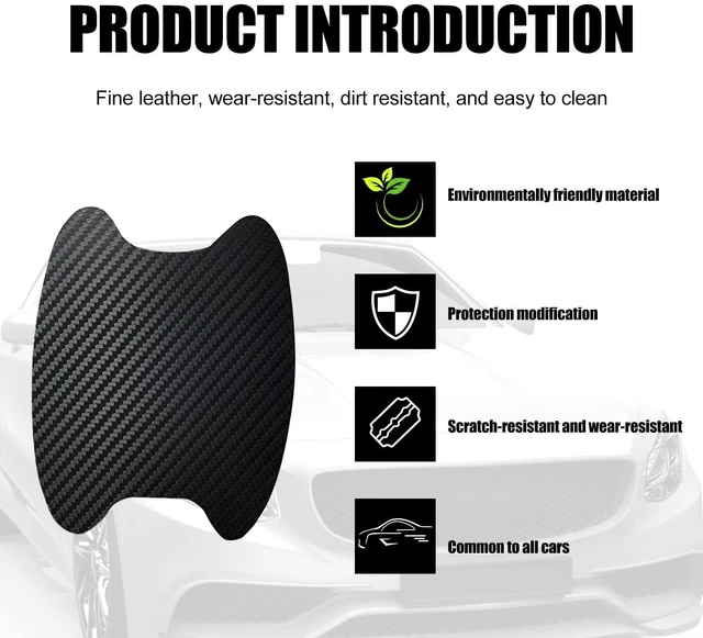 Alt view image 3 of 6 - Dewkou 4 PCS Carbon Fiber Door Handle Cover, Leather Car Side Door Handle Sticker, Universal Car Door Handle Protective Film (Black)