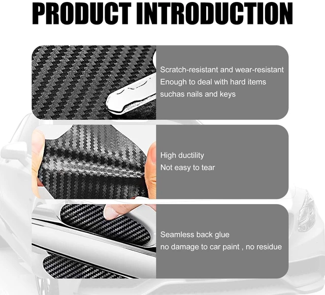 Alt view image 5 of 6 - Dewkou 4 PCS Carbon Fiber Door Handle Cover, Leather Car Side Door Handle Sticker, Universal Car Door Handle Protective Film (Black)