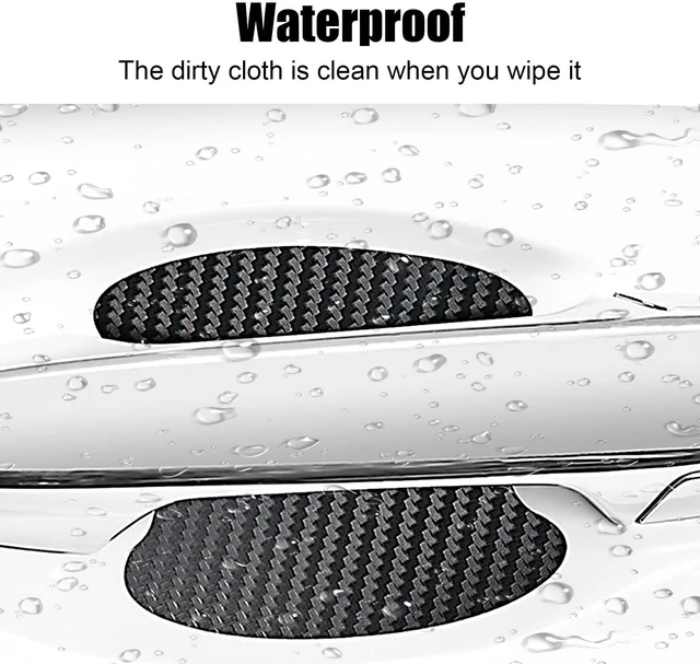 Alt view image 6 of 6 - Dewkou 4 PCS Carbon Fiber Door Handle Cover, Leather Car Side Door Handle Sticker, Universal Car Door Handle Protective Film (Black)
