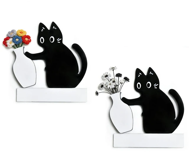 Alt view image 2 of 7 - Cat Whisker Holder Keepsake Acrylic Refrigerator Decorations Pet Keepsake Cute Cat Pushing Vase Pet Whisker Collector-1 Pcs