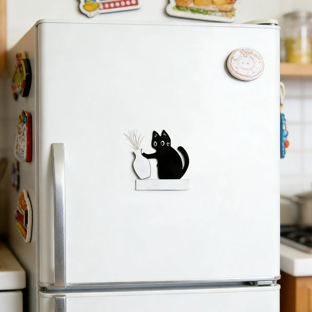 Alt view image 4 of 7 - Cat Whisker Holder Keepsake Acrylic Refrigerator Decorations Pet Keepsake Cute Cat Pushing Vase Pet Whisker Collector-1 Pcs
