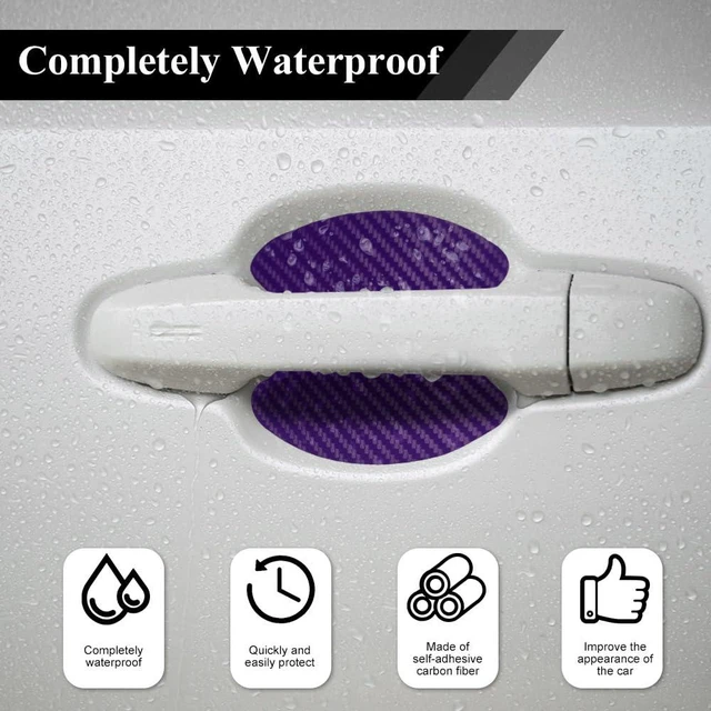 Alt view image 4 of 7 - 4PCS Car Door Handle Cup Scratch Protector, Car Door Handle Sticker, Scratch Auto Door Protective Film, Car Accessories Car Door Handle Protective Films Universal for Cars (Purple, 4PCS)