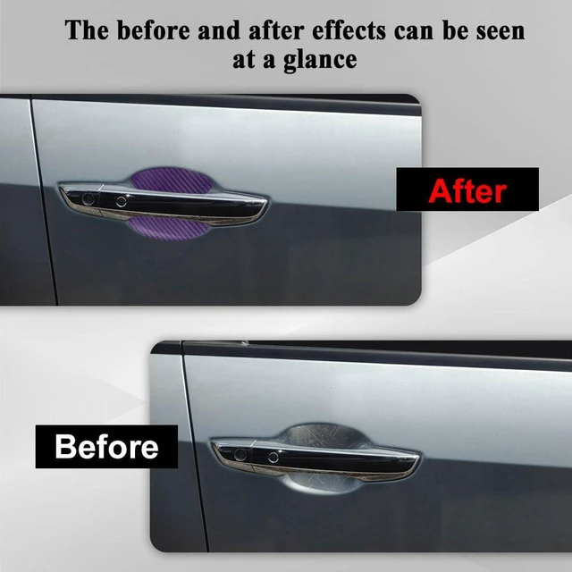 Alt view image 6 of 7 - 4PCS Car Door Handle Cup Scratch Protector, Car Door Handle Sticker, Scratch Auto Door Protective Film, Car Accessories Car Door Handle Protective Films Universal for Cars (Purple, 4PCS)