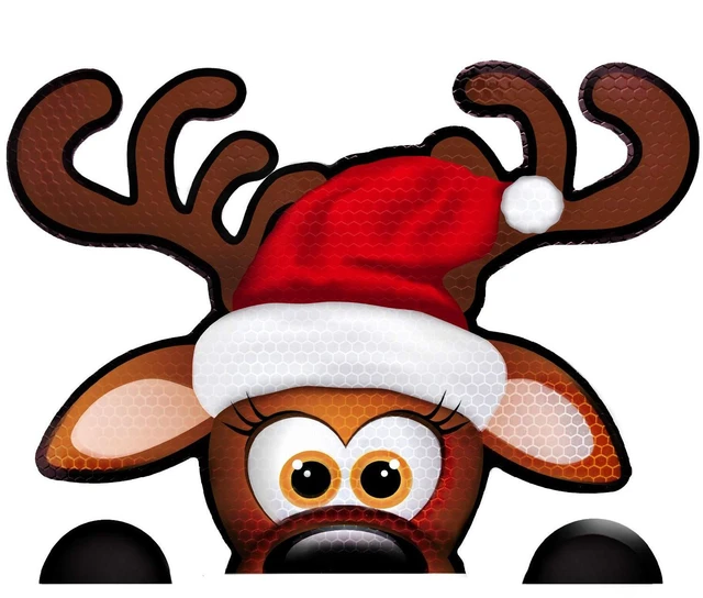 Main image of Bigtime Signs Jumbo Reflective Magnetic Santa's Helper Reindeer Face Car Decorations Kit - Funny Holiday Automotive Magnet (Reindeer)