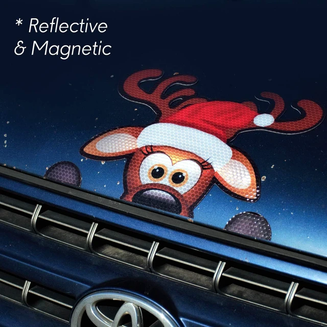 Alt view image 7 of 7 - Bigtime Signs Jumbo Reflective Magnetic Santa's Helper Reindeer Face Car Decorations Kit - Funny Holiday Automotive Magnet (Reindeer)
