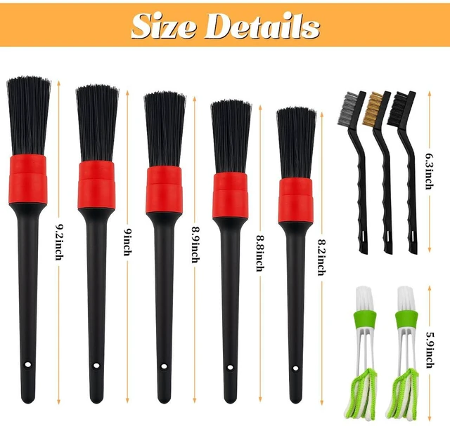 Alt view image 2 of 6 - SWPHRT 10PCS Car Detailing Brush Set, Vehicle Interior Cleaning Kit Includes Steel Wire and Air Vent Brushes, Automotive Detail Dusting Cleaner Tool Set, Universal for Most Vehicles