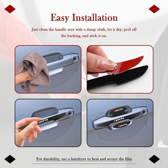 Alt view image 5 of 7 - 8PCS Car Door Protectors Kit with 4 Auto Knob Protectors&4 Bowl Sticker | Stylish Sports Car Door Handle Scratch Protector,Automotive Exterior Accessories for Most Vehicles