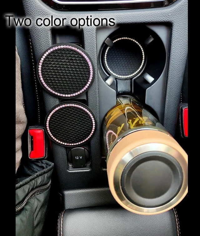 Alt view image 4 of 6 - Bling Car Cup Coaster, 2.75 Inch Anti Slip Shockproof Embedded Drink Mat, Dustproof Automotive Interior Accessories Mat, Universal for Vehicles, Trucks, RVs and More (Black 4 PCS)