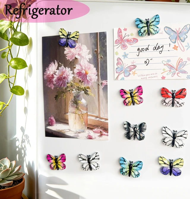 Alt view image 3 of 7 - Tandarui Butterfly Magnets Refrigerator for Whiteboard,Small Cute Magnets | 12Pcs Strong Fridge Magnets Cute for Loker,Kitchen,Office, Classroom,Home Decor, Ideal Holiday Birthday Gift for Friends