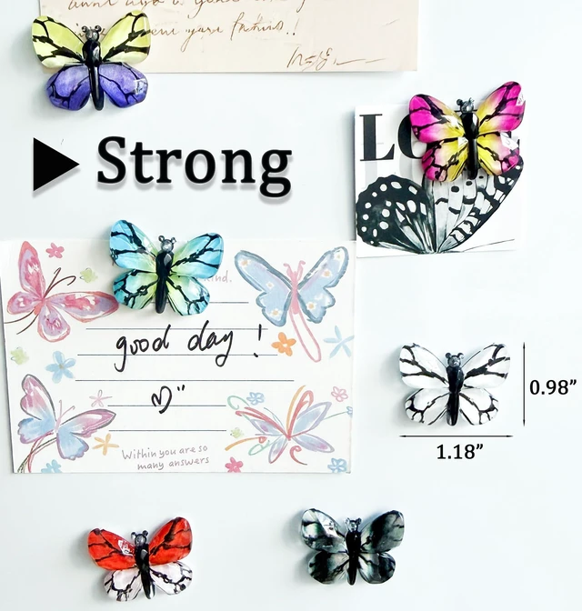Alt view image 4 of 7 - Tandarui Butterfly Magnets Refrigerator for Whiteboard,Small Cute Magnets | 12Pcs Strong Fridge Magnets Cute for Loker,Kitchen,Office, Classroom,Home Decor, Ideal Holiday Birthday Gift for Friends