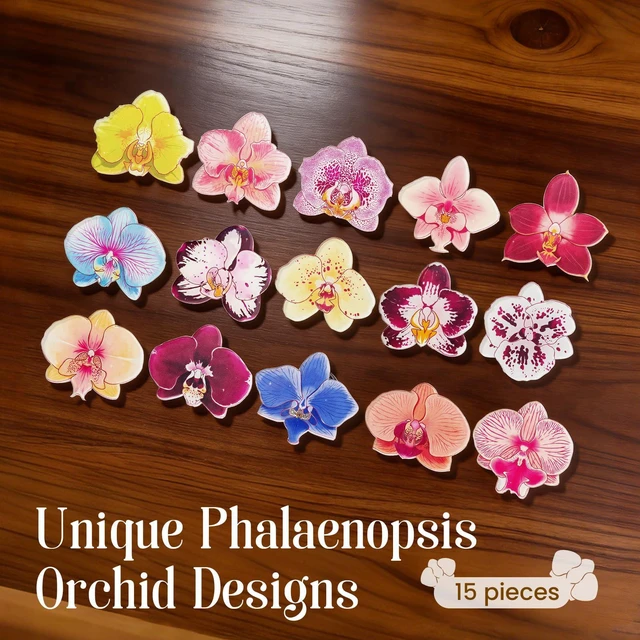 Alt view image 2 of 7 - Acrylic Orchid Refrigerator Magnets, 15 PCS Colorful Flower Fridge Magnets, Cute Funny Aesthetic Kitchen Decor for Whiteboard, Locker, Home and Office Decorative Magnets Gifts for Women, Plant Lovers