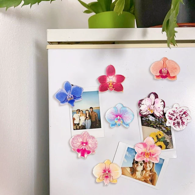 Alt view image 7 of 7 - Acrylic Orchid Refrigerator Magnets, 15 PCS Colorful Flower Fridge Magnets, Cute Funny Aesthetic Kitchen Decor for Whiteboard, Locker, Home and Office Decorative Magnets Gifts for Women, Plant Lovers