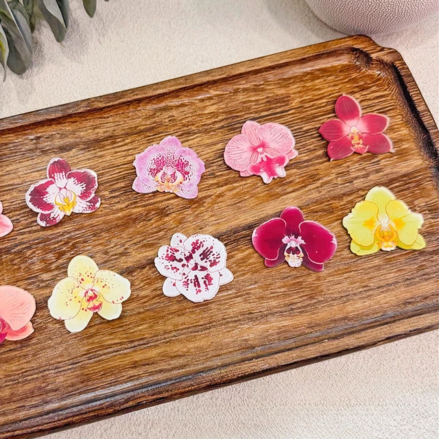 Alt view image 6 of 7 - Acrylic Orchid Refrigerator Magnets, 15 PCS Colorful Flower Fridge Magnets, Cute Funny Aesthetic Kitchen Decor for Whiteboard, Locker, Home and Office Decorative Magnets Gifts for Women, Plant Lovers