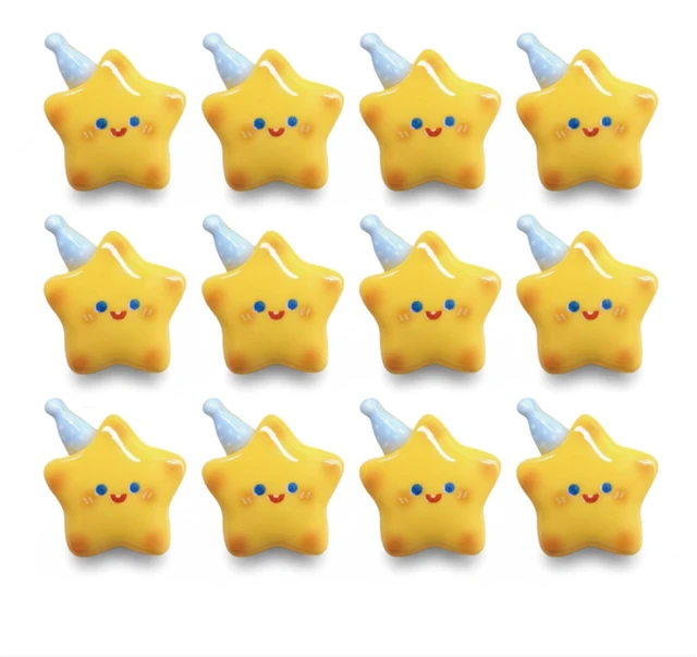 Main image of SKGXU 12 Pcs Cute Star Fridge Magnets, Strong Decorative Refrigerator Magnets, 3D Smiley Face Locker Magnets for Whiteboard, Office, School & Home