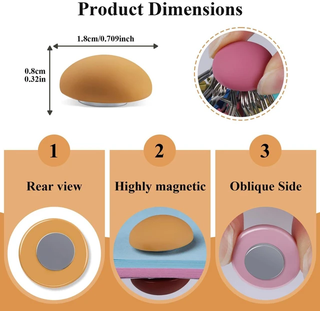 Alt view image 2 of 7 - DUJEQM Fridge Magnets - 6PCS Small Strong Mini Cute Magnet, Heavy Duty Refrigerator Magnets, Colorful Mushroom Magnet for Whiteboard Locker Kitchen Class Office - Decorative Small Magnets, 6 Colors